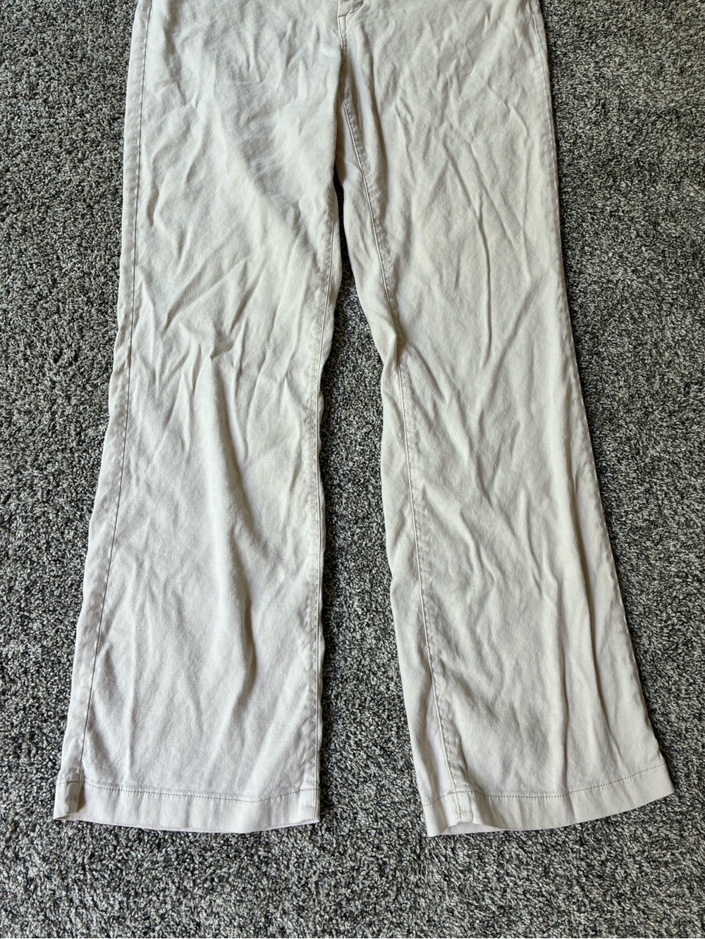 NYDJ Stretch Linen Light Khaki Trouser Pants, Size 10 Style #MAKB2219 Lift Tuck - Picture 3 of 10
